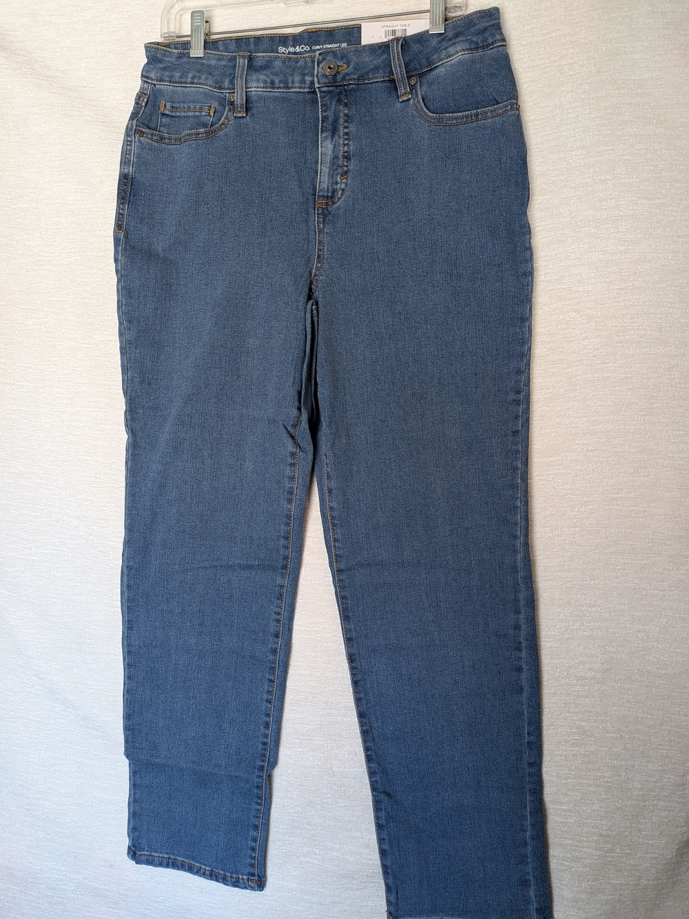 Style & Co. High-Rise Curvy Straight Medium Blue Denim Jeans Size 12